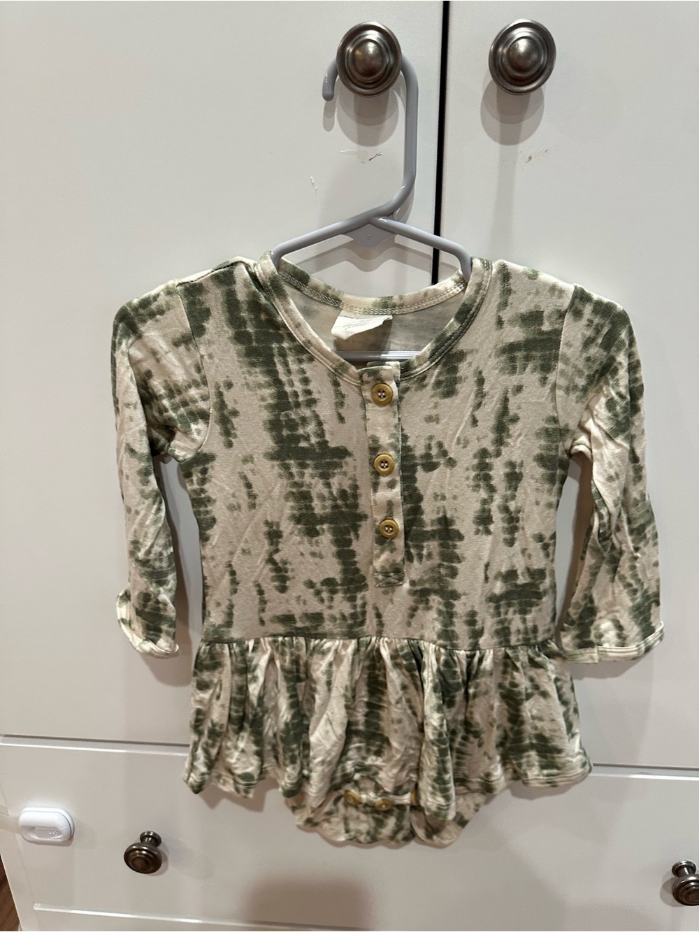 kate quinn Green Shibori Long Sleeve Skirted Bodysuit